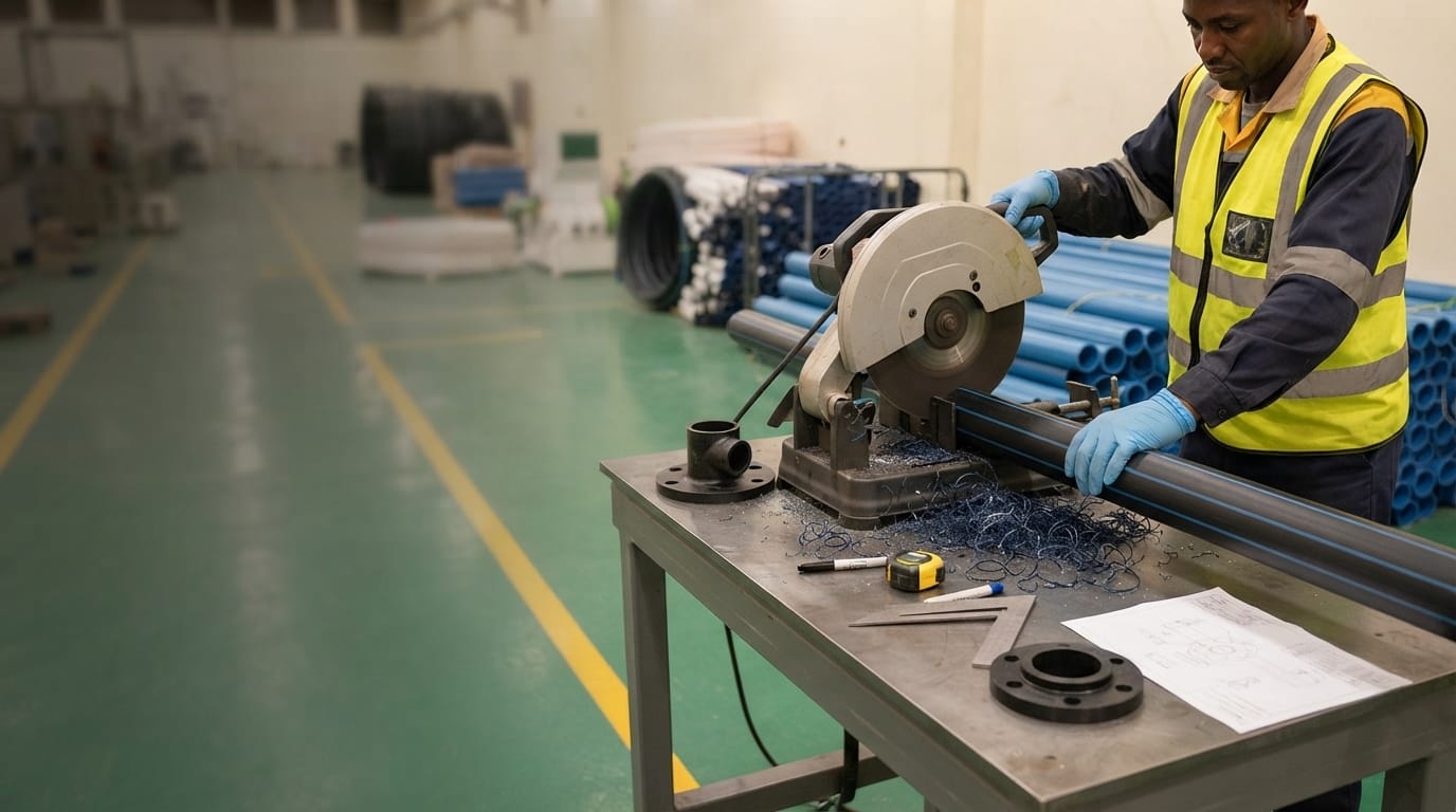 Custom-cut HDPE and PVC parts prepared to drawing at Linia